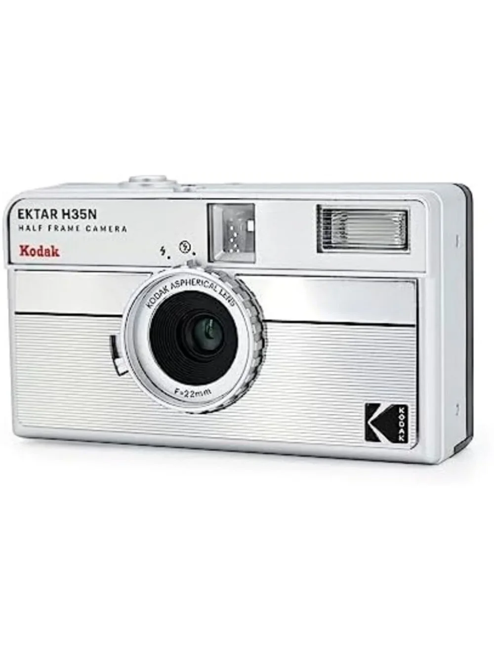 Half Frame Film Camera Bundle with 35mm Kodak Ultramax 400 Film - Striped Silver